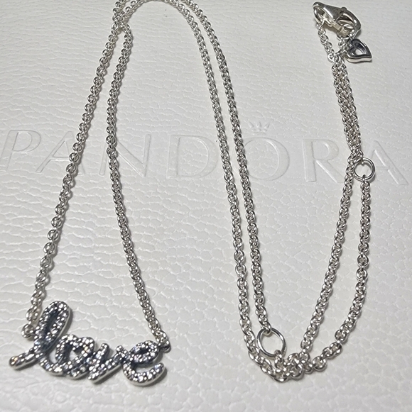 Pandora Sparkling Handwritten Love Collier Necklace - Picture 1 of 10